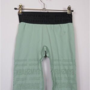 Gymshark Light Green Leggings with Black Waistband